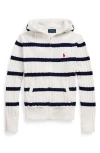 Polo Ralph Lauren Striped Cotton Zip-up Hoodie In Ppr White/newport Nvy Stripe