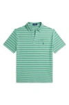 Polo Ralph Lauren Kids' Stripe Cotton & Linen Pocket Polo In Green