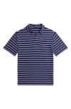 Polo Ralph Lauren Big Boys Striped Polo Shirt In Boathouse Navy/deckwash Wh