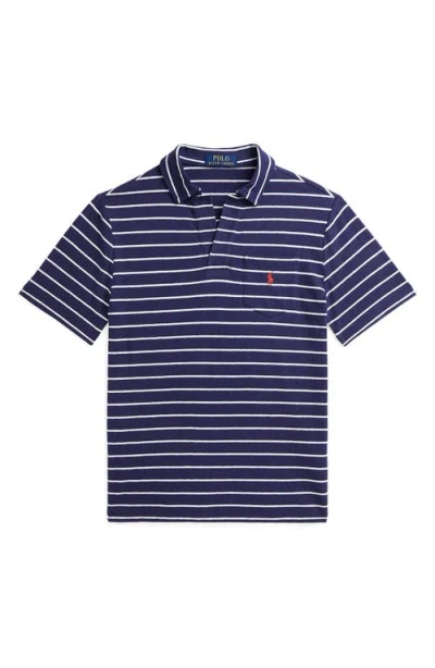 POLO RALPH LAUREN POLO RALPH LAUREN KIDS' STRIPE COTTON & LINEN POCKET POLO