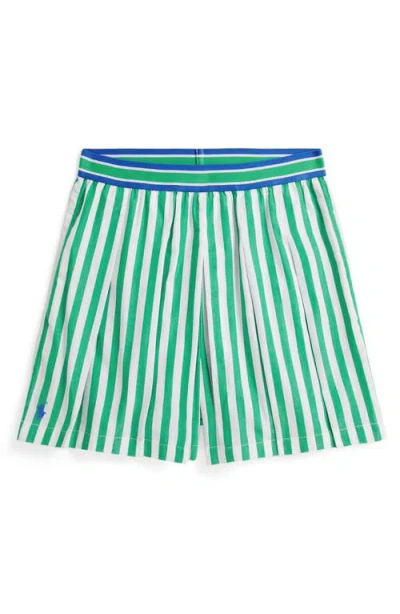 Polo Ralph Lauren Kids' Stripe Cotton Poplin Shorts (big Kid In Green