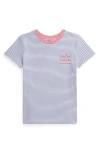 Polo Ralph Lauren Ralph Lauren Striped Logo Cotton Jersey Tee In Blue