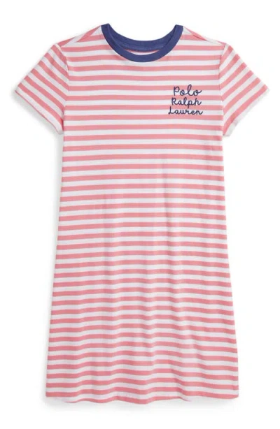 Polo Ralph Lauren Kids' Stripe Cotton Ringer T-shirt Dress In Pink
