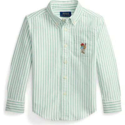Polo Ralph Lauren Kids' Stripe Embroidered Cotton Oxford Button-down Shirt In Multi