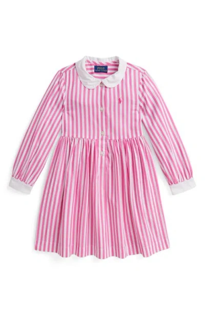 POLO RALPH LAUREN POLO RALPH LAUREN KIDS' STRIPE LONG SLEEVE COTTON POPLIN SHIRTDRESS