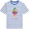 Polo Ralph Lauren Polo Bear Striped Cotton Jersey Tee In Scottsdale Blue/white Bear