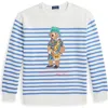 Polo Ralph Lauren Polo Bear Striped Fleece Sweatshirt In Nevis/scottsdle Blue Bear