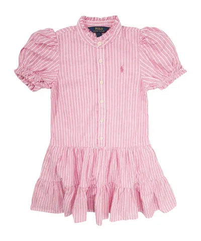 Polo Ralph Lauren Kids Striped Pleated Dress In Pink
