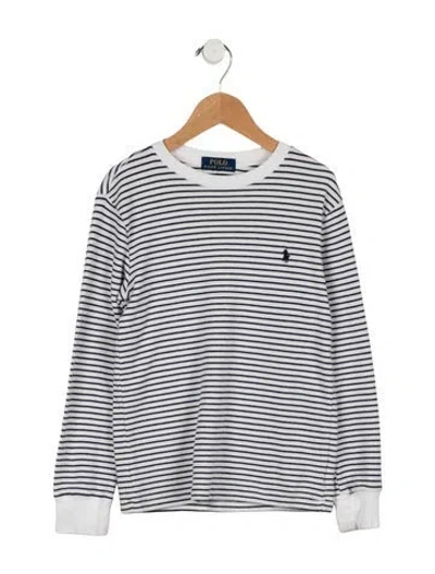 Pre-owned Polo Ralph Lauren Babies' Kids' Striped Waffle Knit Top In Black/white