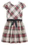 Polo Ralph Lauren Plaid Fit-and-flare Dress In Cream Red Multi