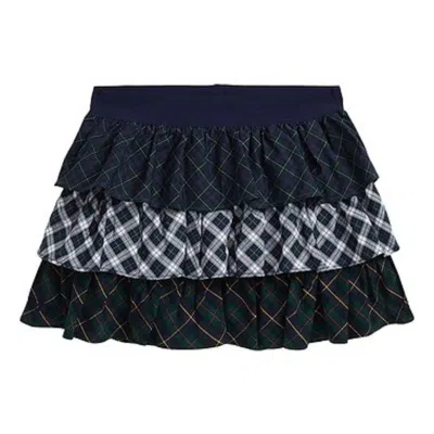 Polo Ralph Lauren Kids Tiered Plaid Poplin Skirt In Black