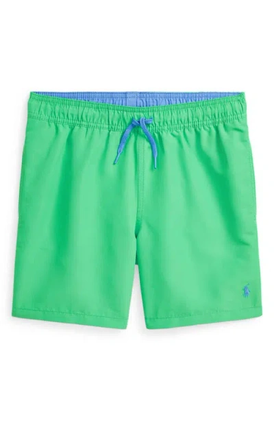 POLO RALPH LAUREN POLO RALPH LAUREN KIDS' TRAVELER SOLID RECYCLED POLYESTER SWIM TRUNKS