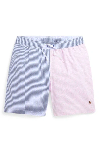 POLO RALPH LAUREN POLO RALPH LAUREN KIDS' TRAVELER STRETCH SEERSUCKER SWIM TRUNKS
