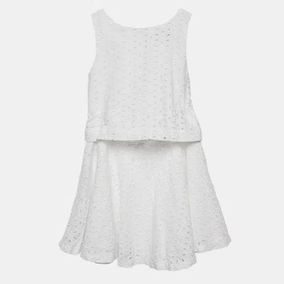 Pre-owned Polo Ralph Lauren Kids White Broderie Anglaise Cotton Skirt And Top Set 6 Yrs