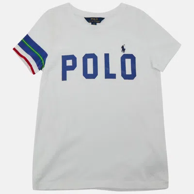 Pre-owned Polo Ralph Lauren Kids White Printed Jersey T-shirt M/8-10yr