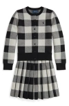Polo Ralph Lauren Gingham Pleated Skirt Set In Black