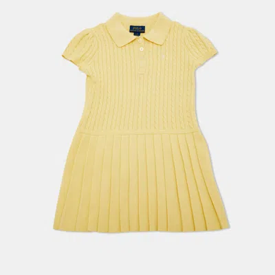 Pre-owned Polo Ralph Lauren Kids Yellow Cable Knit Dress Size 3 Yrs