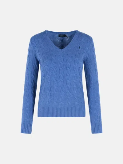 Polo Ralph Lauren Cable-knit V-neck Sweatshirt In Blue