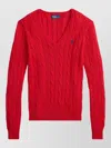 Polo Ralph Lauren Kimberly Cable Knit V Neck Pullover Sweater In Green