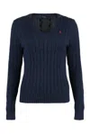 Polo Ralph Lauren Kimberly Polo Pony Cable-knit Jumper In Navy