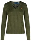 Polo Ralph Lauren Cable-knit Cotton Crewneck Sweater In Green