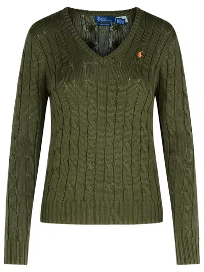 POLO RALPH LAUREN POLO RALPH LAUREN 'KIMBERLY' GREEN COTTON SWEATER