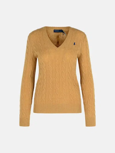 Polo Ralph Lauren 'kimberly' Light Brown Cashmere Blend Sweater In Gold