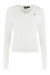 Polo Ralph Lauren Kimberly Polo Pony Cable-knit Jumper In Beige