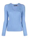 Polo Ralph Lauren Cable Knit Cotton Cardigan In Blue