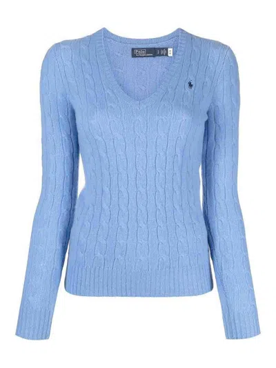 Polo Ralph Lauren Cable Knit Crewneck Sweater With Ribbed Trim In New Litch Blue