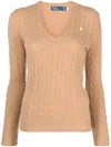 Polo Ralph Lauren Polo Pony Cable-knit Jumper In Brown