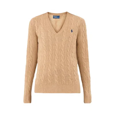 Pre-owned Polo Ralph Lauren Kimberly Long-sleeve Pullover 'collection Camel Melange' | Tan | Women's Size M