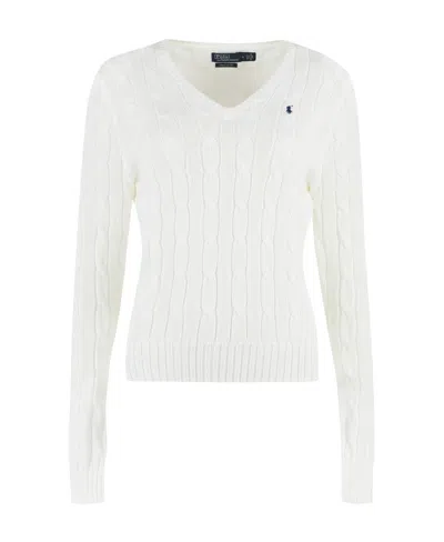 Polo Ralph Lauren Womens Logo-embroidery Cotton-knit Jumper White Xl