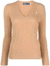Polo Ralph Lauren Polo Pony Cable-knit Jumper In Brown