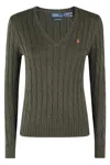 Polo Ralph Lauren Cable-knit Cotton Crewneck Sweater In Green
