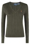 Polo Ralph Lauren Cable-knit Cotton Crewneck Sweater In Olive
