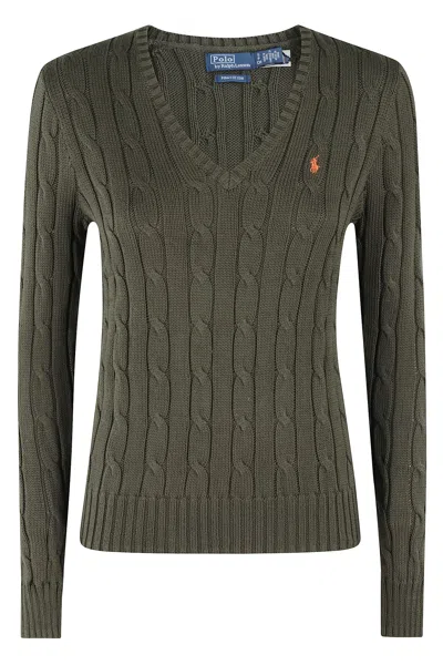 POLO RALPH LAUREN KIMBERLY V-NECK CABLE-KNIT JUMPER