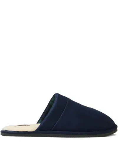 Polo Ralph Lauren Klarence Embroidered Slippers In Blue