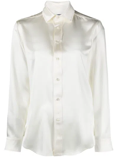 Polo Ralph Lauren White Spread-collar Silk Shirt