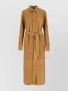 Polo Ralph Lauren Maxi Chemisier In Soft Brown Suede In Gold