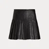 Polo Ralph Lauren Knife-pleated Lambskin Miniskirt In Black