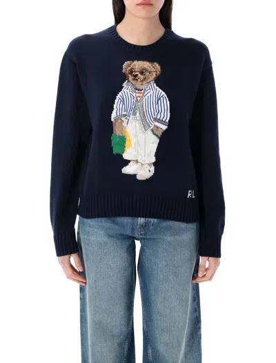 Polo Ralph Lauren Blue Cotton Polo Bear Sweater