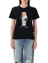 Polo Ralph Lauren Womens Polo Black Bear-print Short-sleeves Cotton-jersey T-shirt In Black