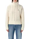 Polo Ralph Lauren Wool And Cashmere Cable Knit Jumper In Neutral
