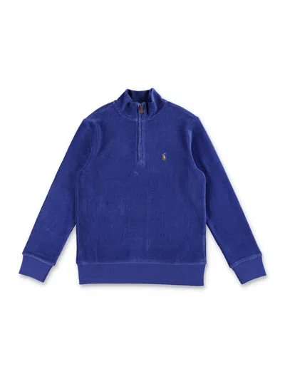Polo Ralph Lauren Kids' Knit Corduroy Quarter-zip Pullover In Chalet Blue