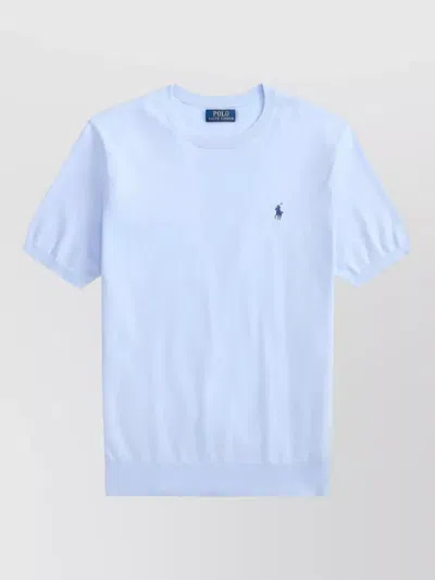 Polo Ralph Lauren Short Sleeves Knit Round Neck Sweater In Blue