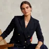 Polo Ralph Lauren Knit Double-breasted Blazer In Gold