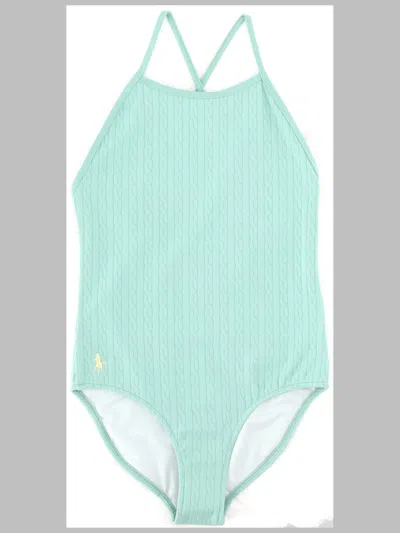 Polo Ralph Lauren Knit Hipster Swim One-piece For Girls In Green