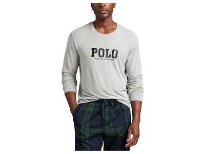Polo Ralph Lauren Knit Long Sleeve Crew Woven Pajama Pant Set In Gray