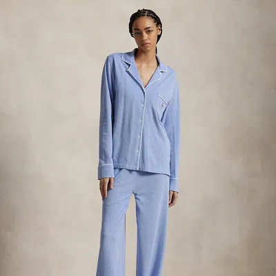 Polo Ralph Lauren Knit Long-sleeve Shirt & Pant Pajama Set In Ultramarine
